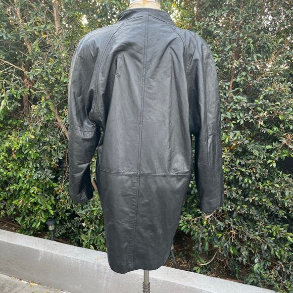Vintage Izzi Soft Leather Black Trench Coat Women’s Small - Picture 3 of 8